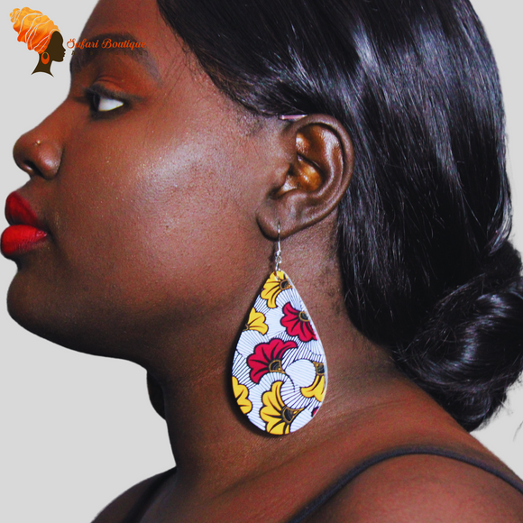 Wood African Fabrics Earrings