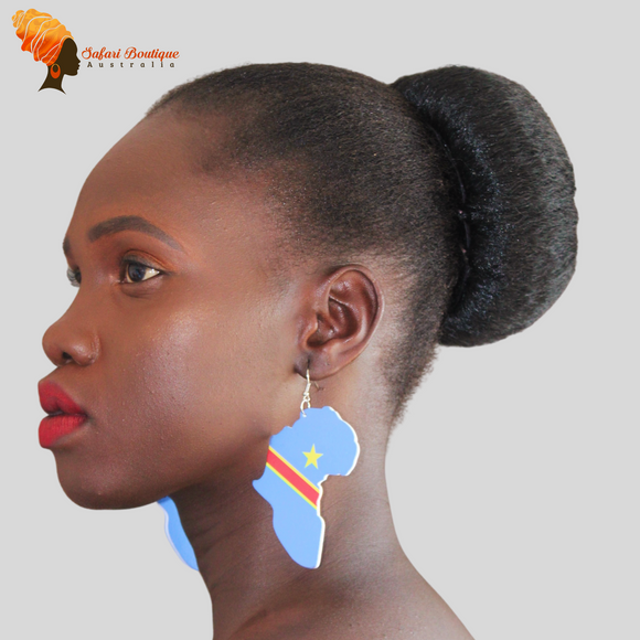 African Map Flag Drop Earrings